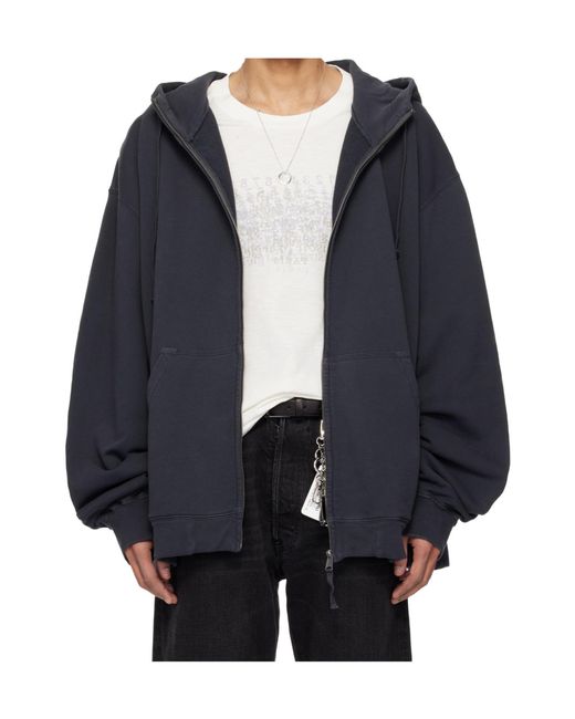 Maison Margiela Blue Oversized Zip-Up Hoodie for men