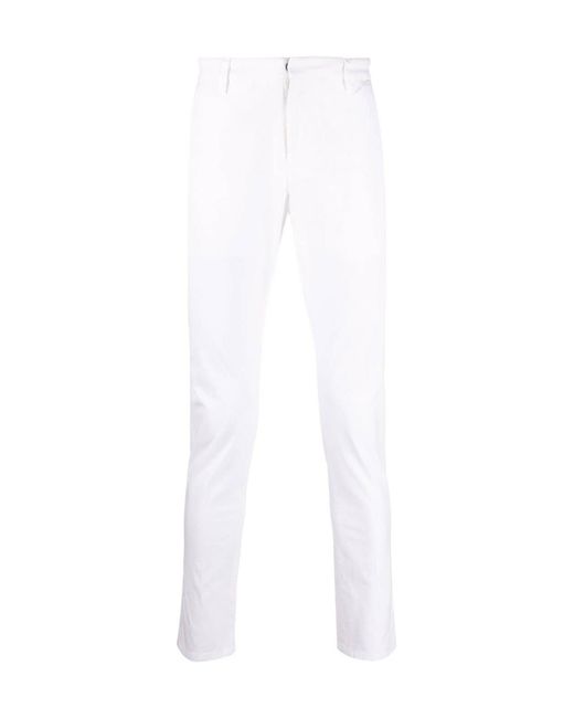 Dondup White Mid-Rise Straight Leg Trousers for men
