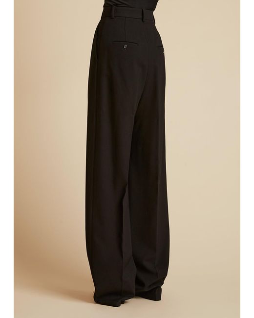 Khaite Black Cessie High-Waist Straight Leg Trousers