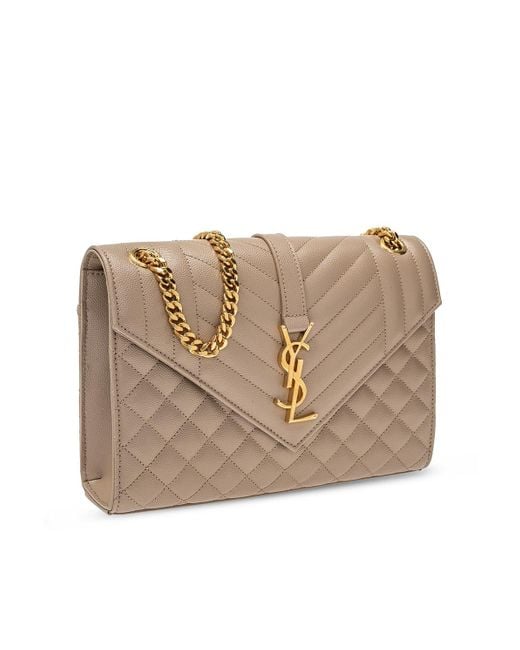 Saint Laurent Natural Matelassé Envelope Medium Shoulder Bag