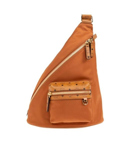 MCM Brown Aren Sling Backpack for men