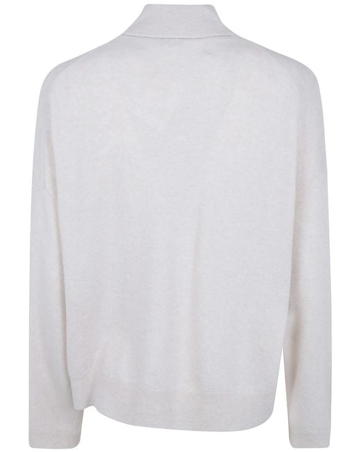 Brunello Cucinelli White High-Neck Long-Sleeved Knitwear