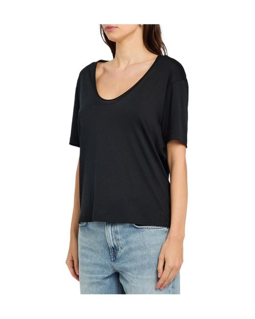 Totême  Black Scoop-Neck Cotton And Silk-Blend T-Shirt