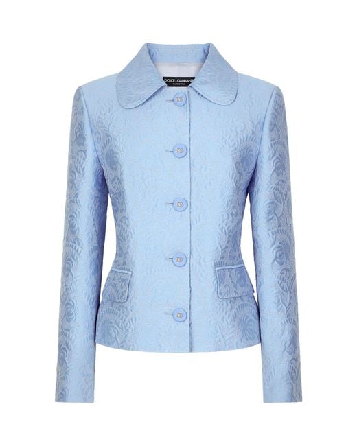 Dolce & Gabbana Blue Jacquard Buttoned Jacket