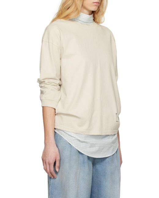 Maison Margiela Natural Logo-Printed Round-Neck Jumper