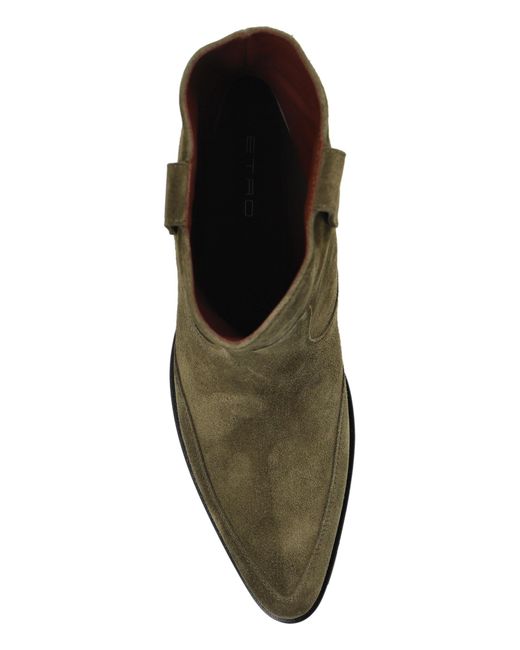 Etro Green Block Heeled Ankle Boots