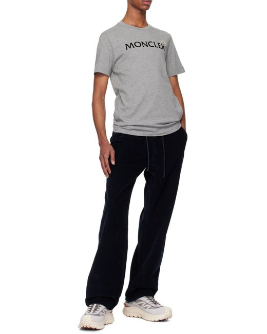 Moncler Gray Logo Flocked T-Shirt for men