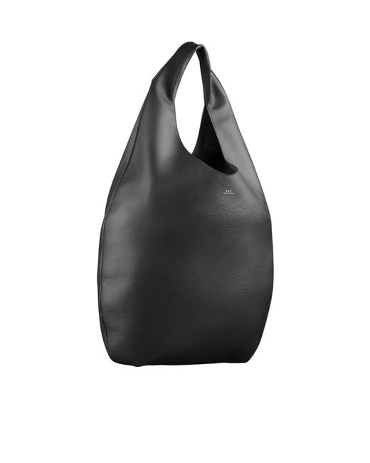 A.P.C. Black Le Neige Logo Stamp Tote Bag