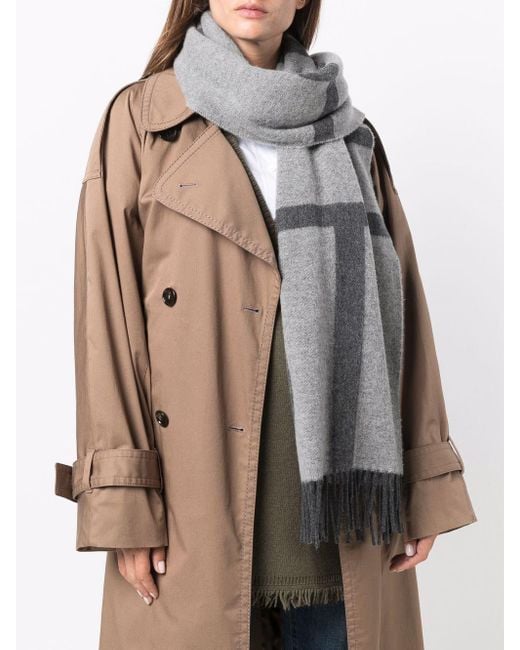 Totême Gray Totême Panelled Fringed Scarf