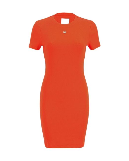 Givenchy Orange 4G Plaque Short-Sleeved Dress