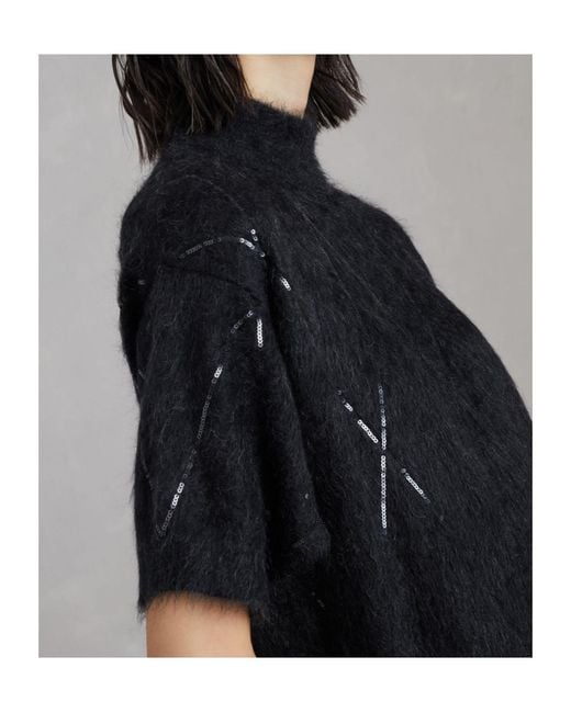 Brunello Cucinelli Black Sequin Embellished Roll-Neck Midi Dress