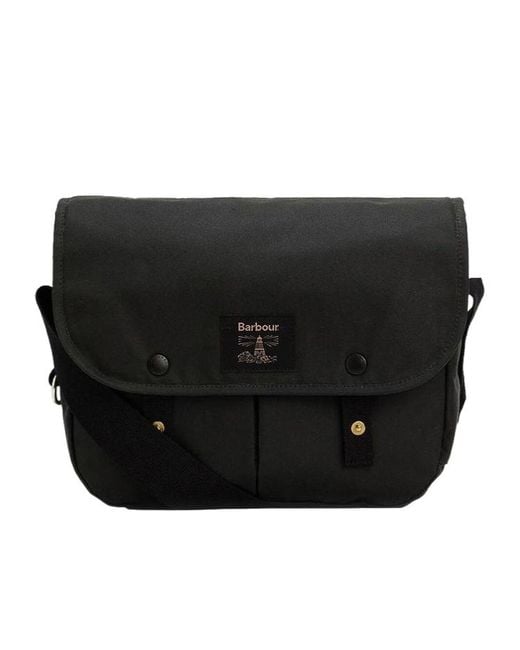 Barbour Black Logo-Patch Messenger Bag for men