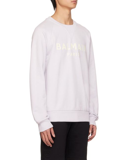 Balmain White Cotton Printed Logo Sweatshirt for men