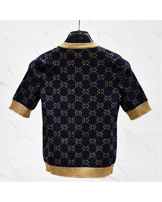 Gucci Blue Gg Lam Cotton Top