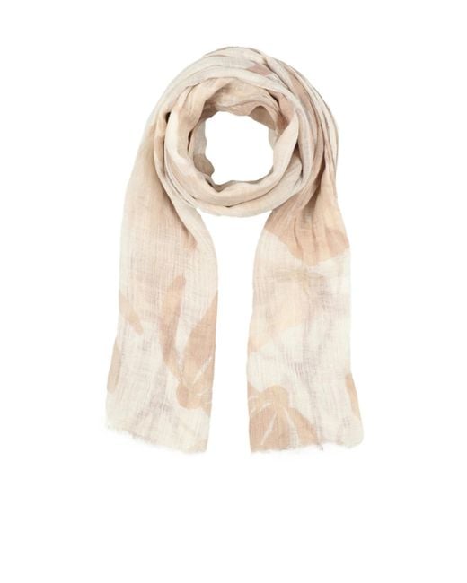 Brunello Cucinelli White Flower Pattern Scarf