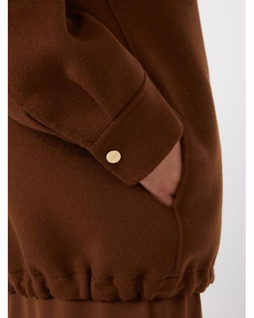 Max Mara Brown Studio Mstpino High Neck Zipped Jacket
