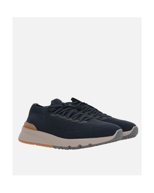 Brunello Cucinelli Blue Knitted Sock Sneakers for men