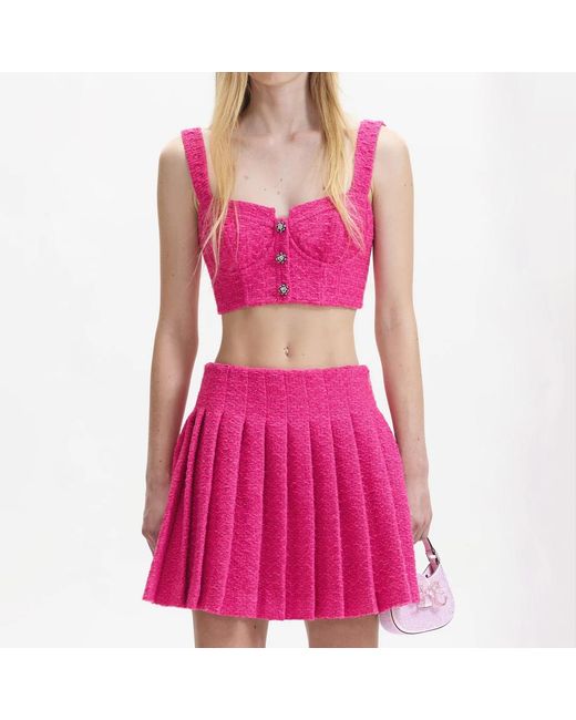 Self-Portrait Red Lace-Detailing Sleeveless Dress