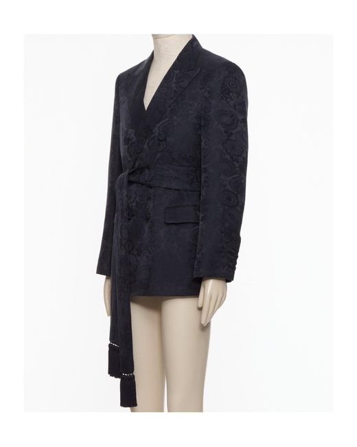 Valentino Blue Double-Breasted Belted Jacket for men