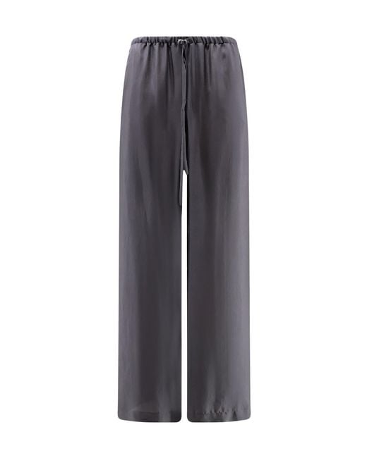 Alysi Gray Drawstring Wide-Leg Pants