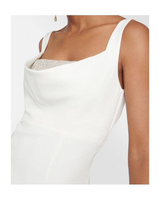 Roland Mouret White Embellished Crêpe Gown