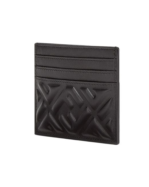Fendi Black Baguette Ff Embossed Card Case