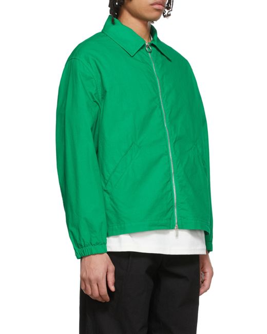 Jil Sander Green Zip-Up Cotton Jacket for men
