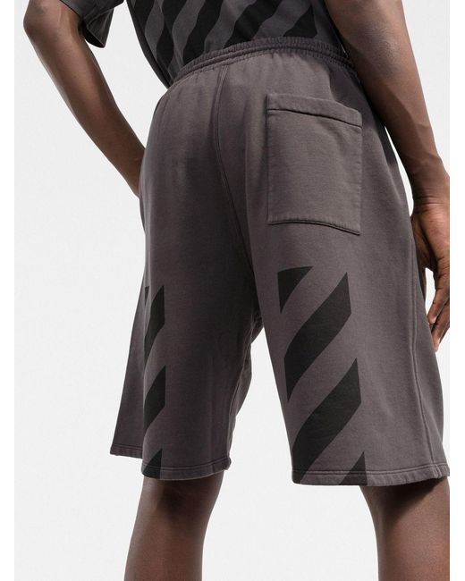 Off-White c/o Virgil Abloh Gray Diag-Stripe Cotton Shorts for men