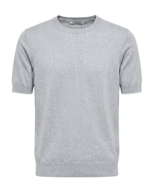Peserico Gray Short-Sleeved Crewneck Jumper for men