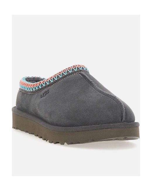 Ugg Gray Tasman Logo Embossed Slippers