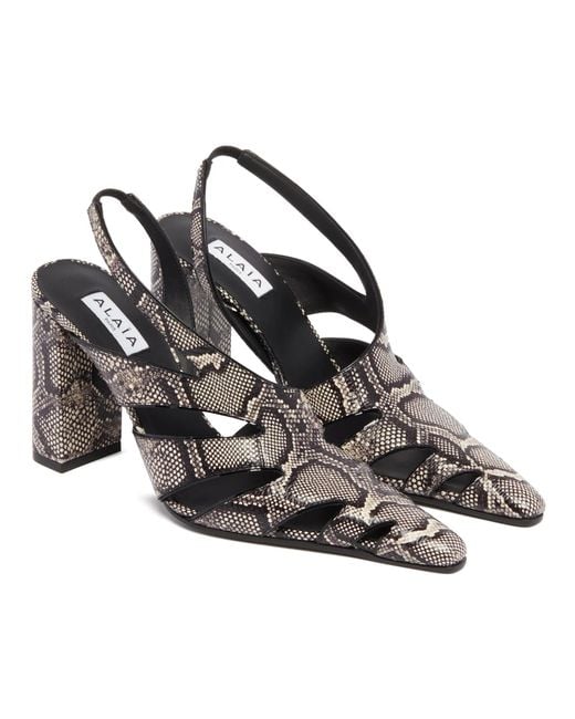 Alaïa White Alaïa Printed Heeled Slingback Pumps
