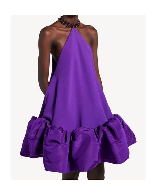 Balenciaga Purple Halter Balloon Mini Dress