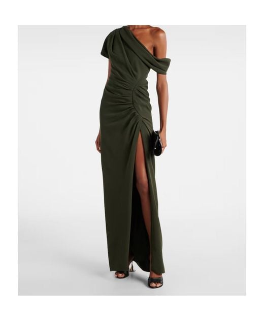 Jonathan Simkhai Green Kally Draped One-Shoulder Crêpe Gown