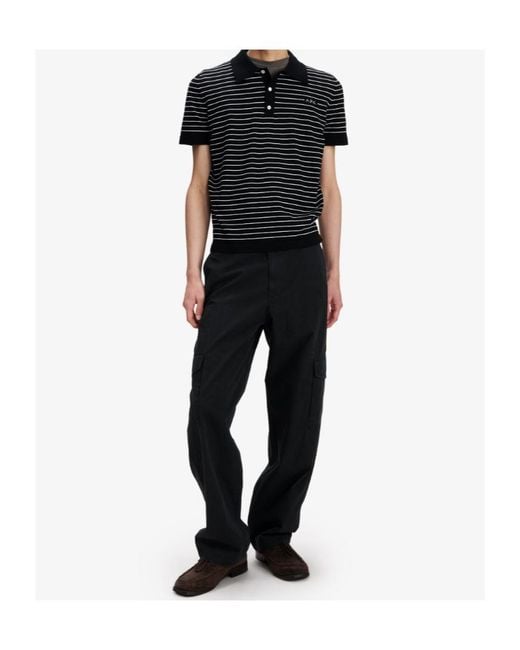 A.P.C. Black Fitted Striped Polo for men