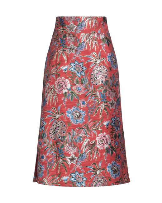 Dolce & Gabbana Red Floralpattern Aline Skirt