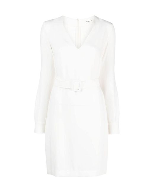 P.A.R.O.S.H. White Belted V-Neck Minidress