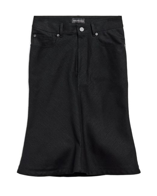 Balenciaga Black Godet Midi Skirt