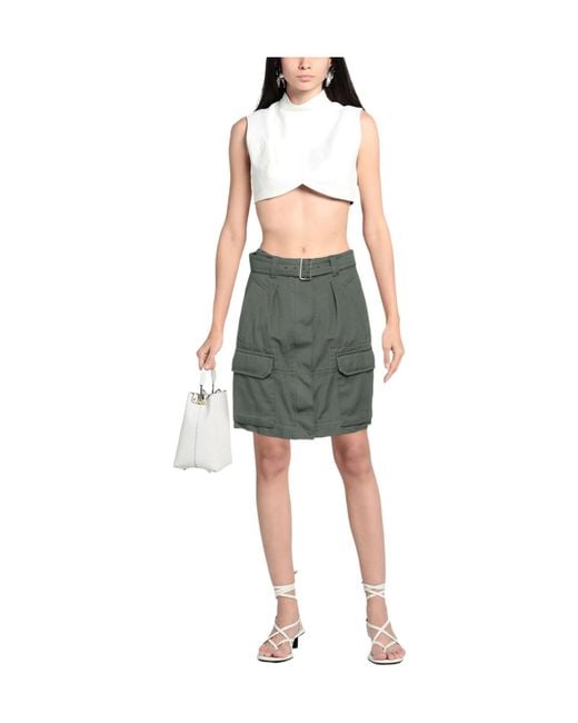 Weekend by Maxmara Green Solid A-Line Skirt