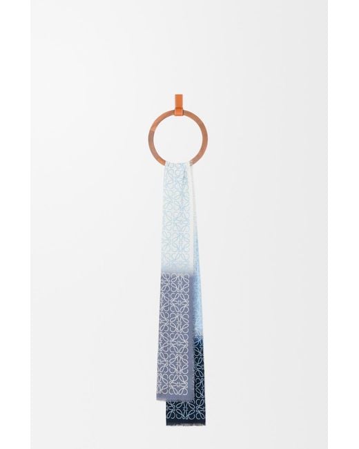 Loewe Blue Logo Pompom Scarf for men