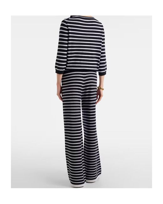 Jardin Des Orangers Blue Striped Cashmere Wide-Leg Pants