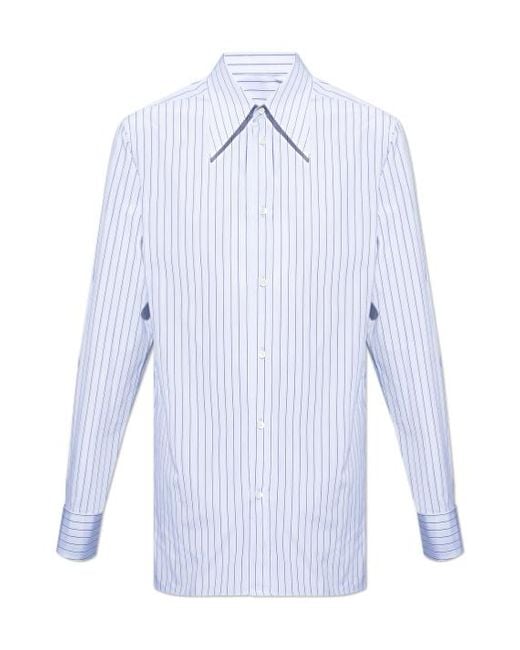 Maison Margiela Blue Long Sleeved Striped Shirt for men