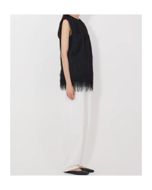 Loulou de Saison Black Yasmin Textured Sleeveless Top
