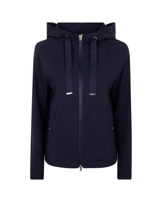 Herno Blue Zip-Up Hooded Jacket