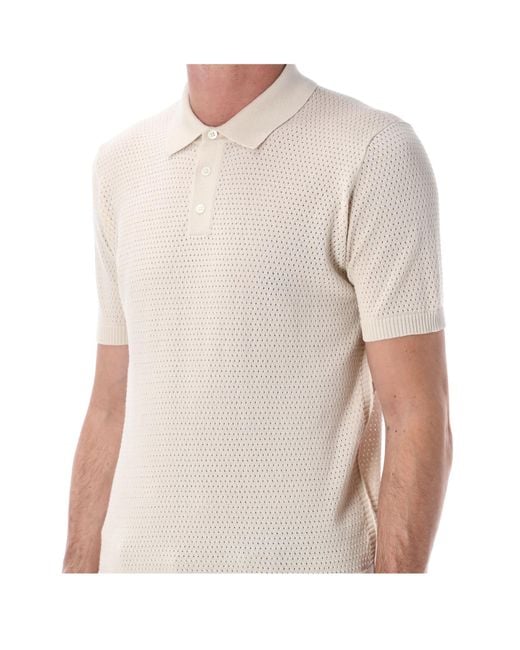 Roberto Collina Natural Mesh Knit Polo Shirt for men