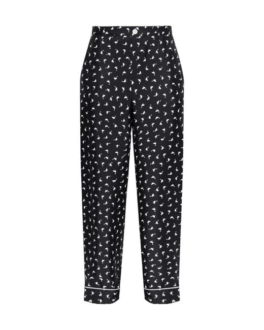 Moschino Black Printed Satin Trousers