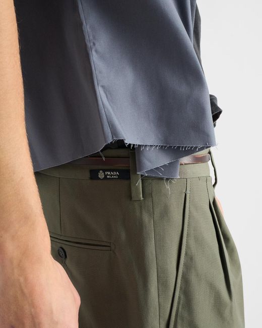 Prada Green Wide-Leg Pleated Trousers for men