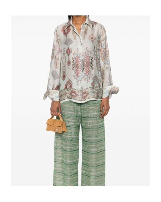 Ermanno Scervino White Geometric-Printed Long Sleeved Shirt