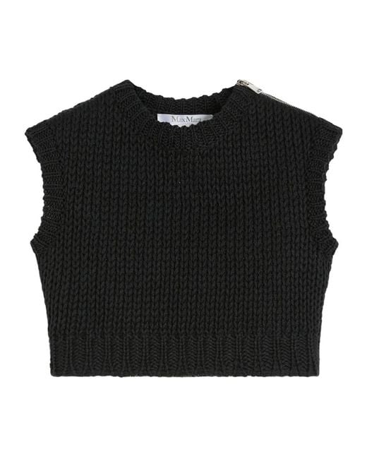 Max Mara Black Sleeveless Knitted Top