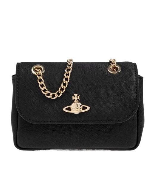 Vivienne Westwood Black Victoria Leather Shoulder Bag
