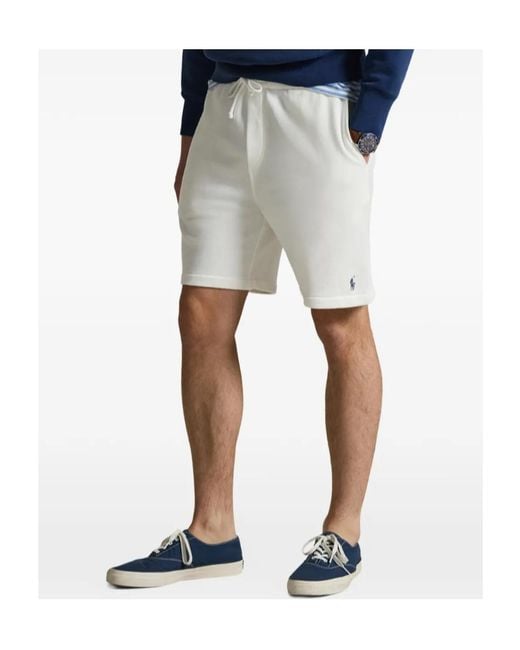 Polo Ralph Lauren White Logo Drawstring Sweat Shorts for men